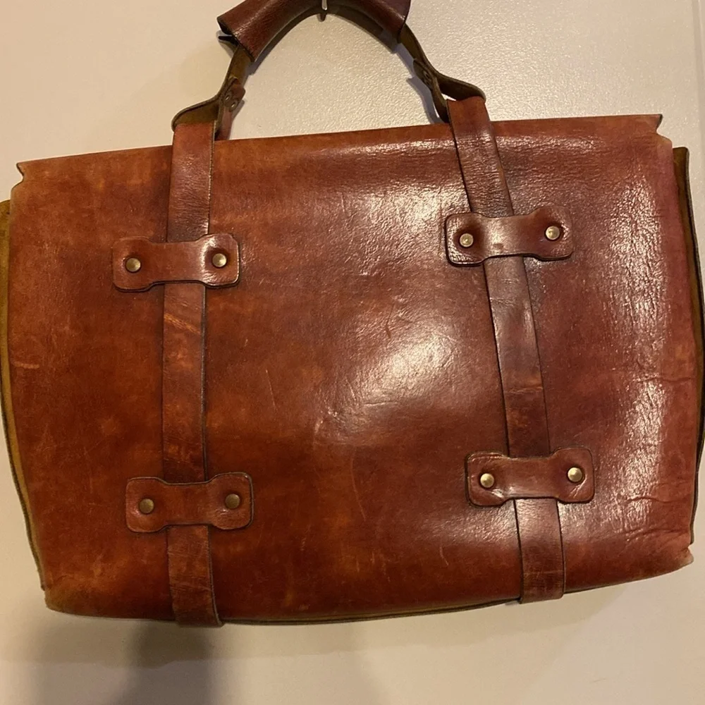 Old West Mens Antique Vintage Leather Laptop Briefcase bag handmade Paul Bliss